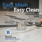 Potato Masher Heavy-Duty Stainless Steel 15oz Capacity