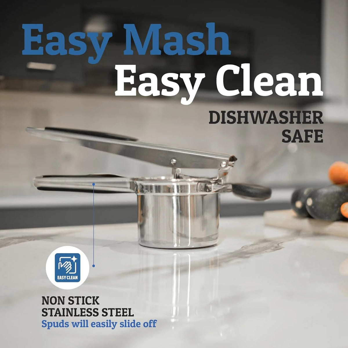 Potato Masher Heavy-Duty Stainless Steel 15oz Capacity