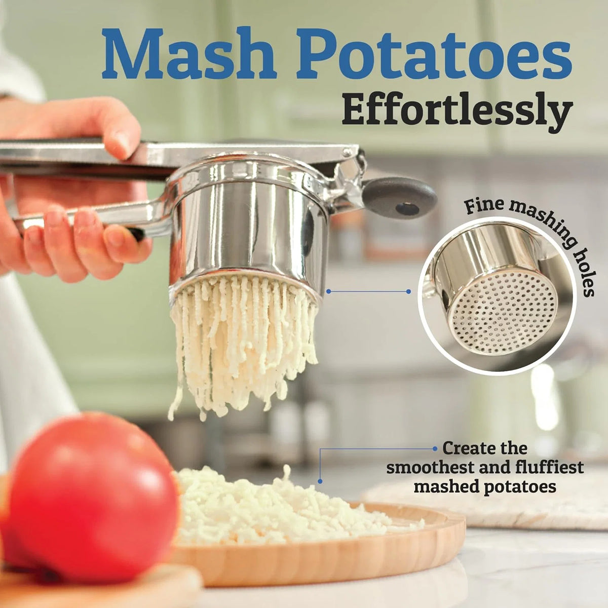 Potato Masher Heavy-Duty Stainless Steel 15oz Capacity