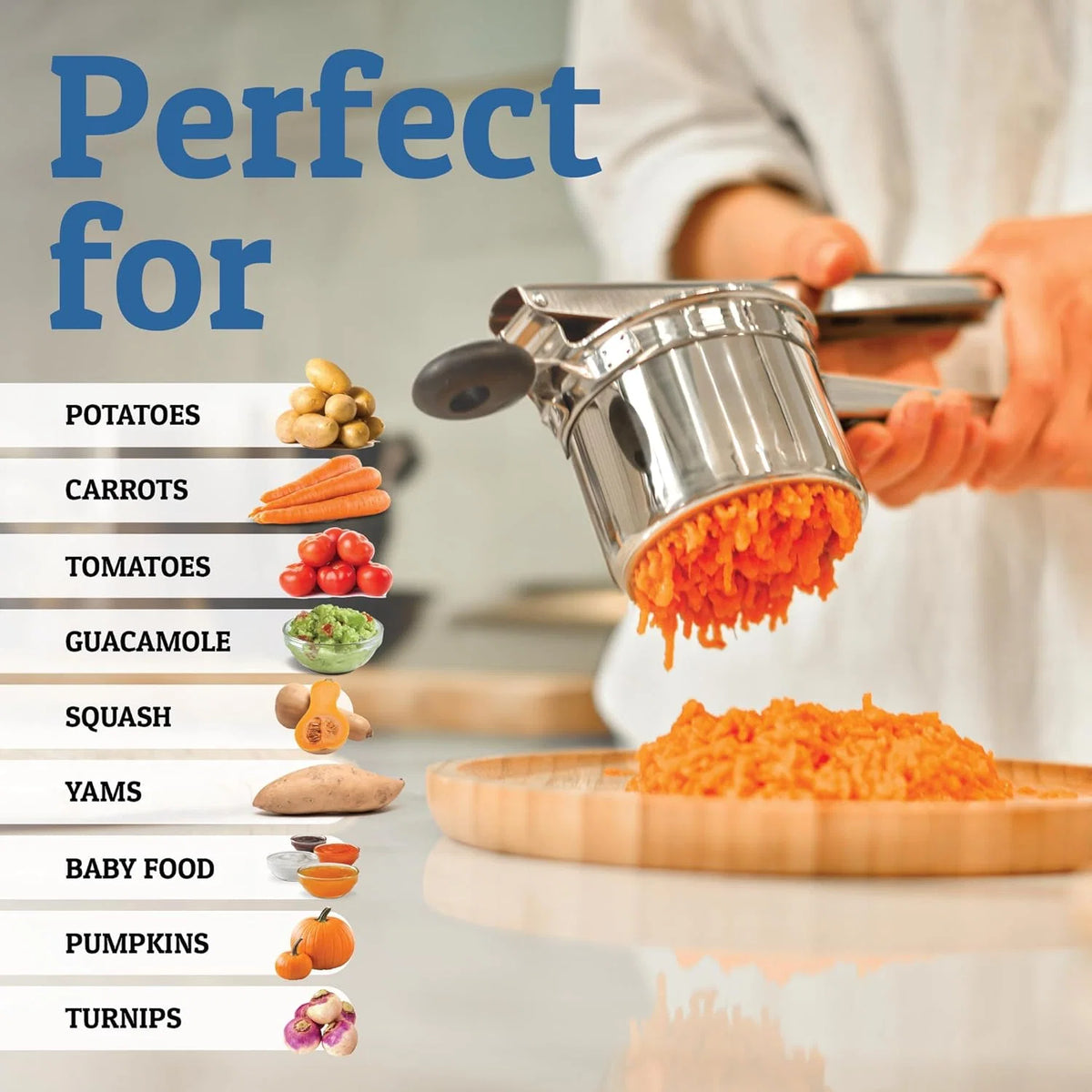 Potato Masher Heavy-Duty Stainless Steel 15oz Capacity