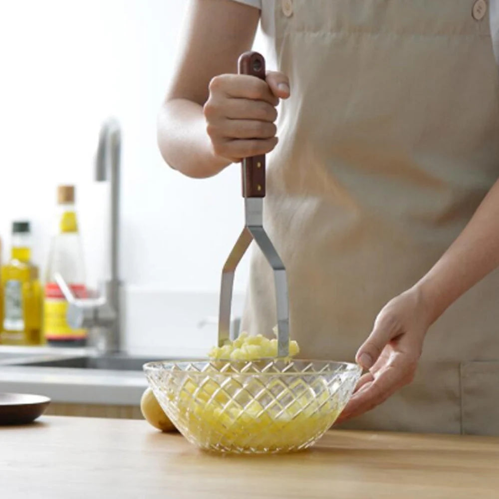 Potato Masher Stainless Steel Ergonomic Wooden Handle