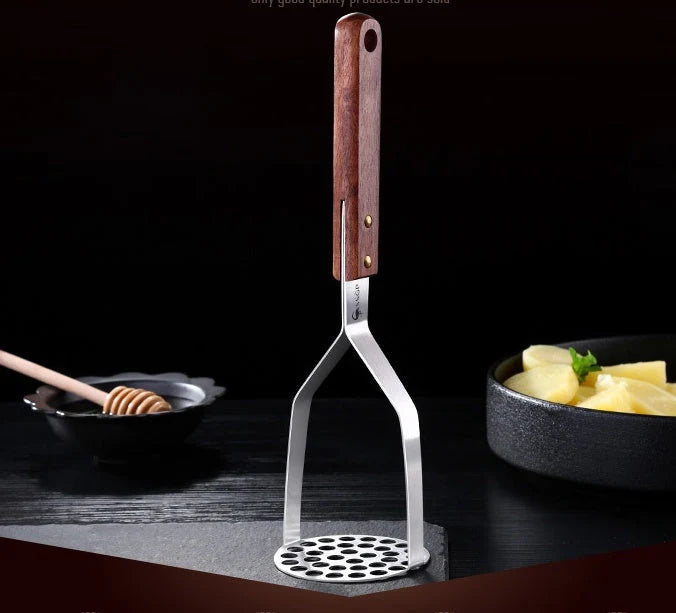 Potato Masher Stainless Steel Ergonomic Wooden Handle