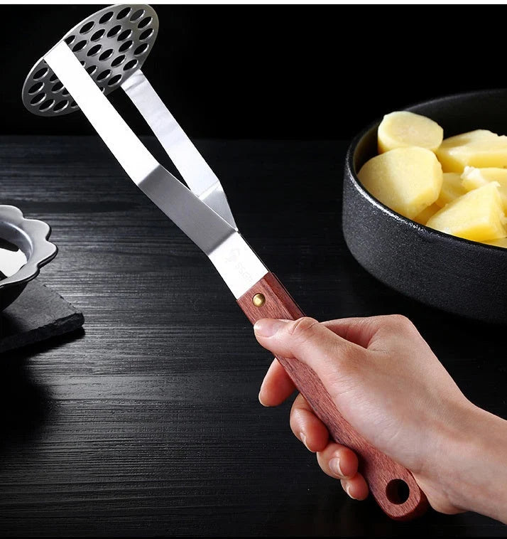 Potato Masher Stainless Steel Ergonomic Wooden Handle