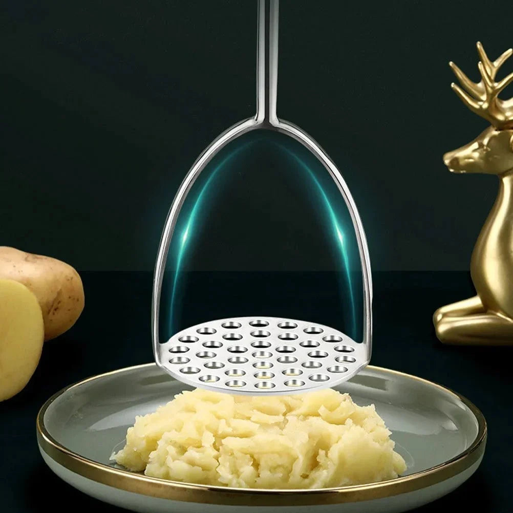Potato Masher Stainless Steel Head & Ergonomic Wooden Handle