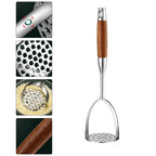Potato Masher Stainless Steel Head & Ergonomic Wooden Handle