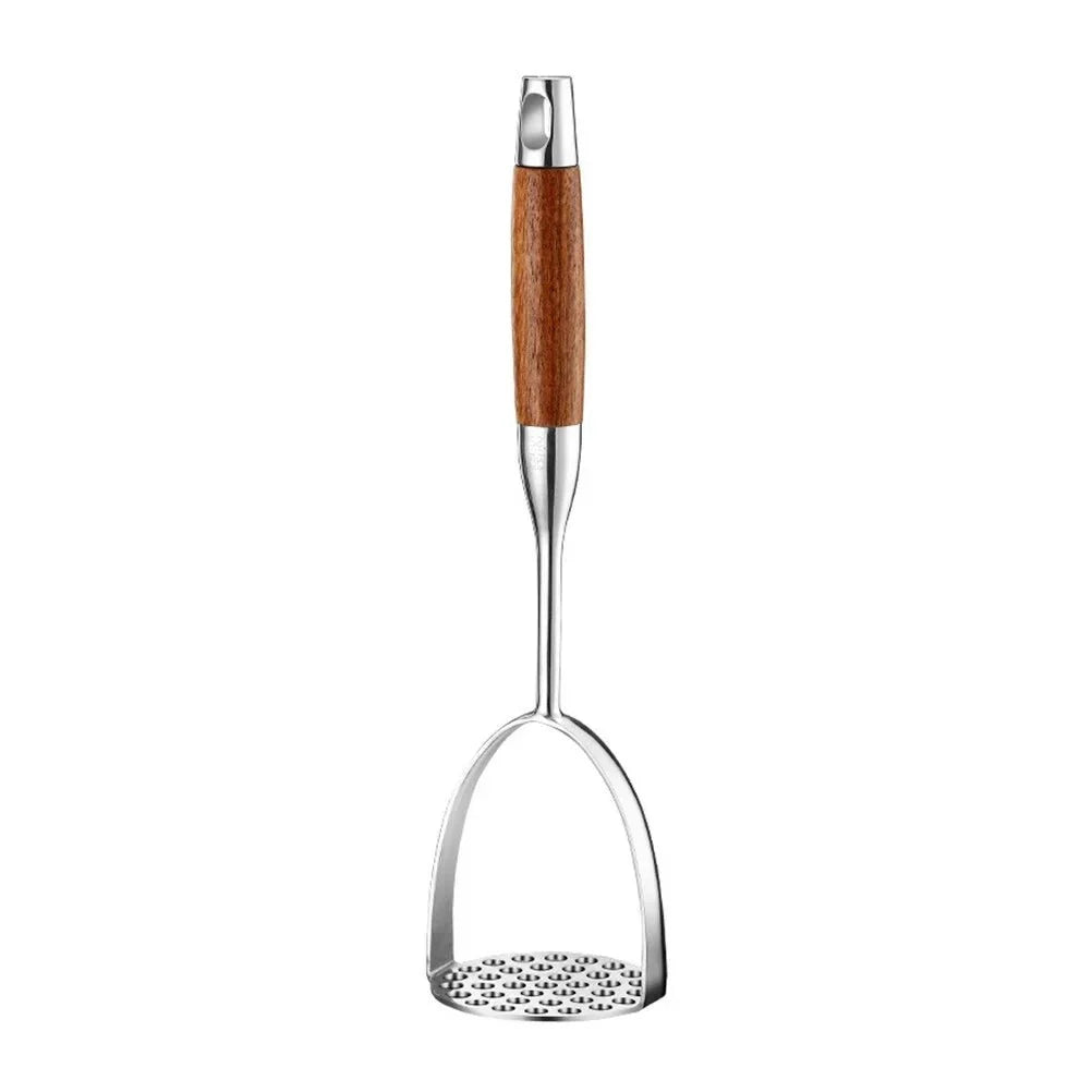Potato Masher Stainless Steel Head & Ergonomic Wooden Handle