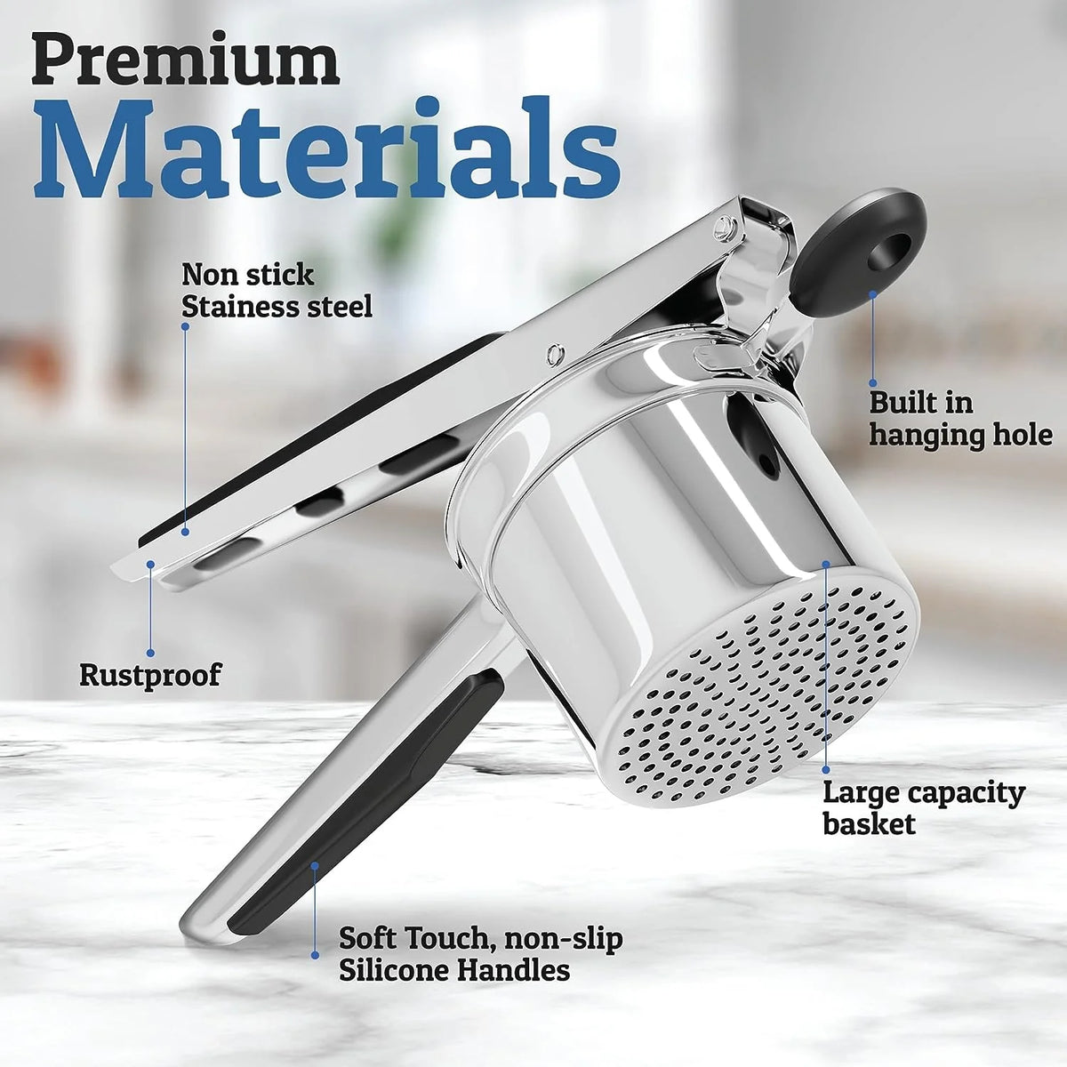 Potato Ricer Stainless Steel Silicone Grip Dishwasher Safe