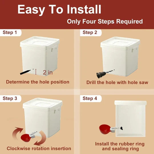 Poultry Waterer Automatic Refill Polypropylene Set of 10