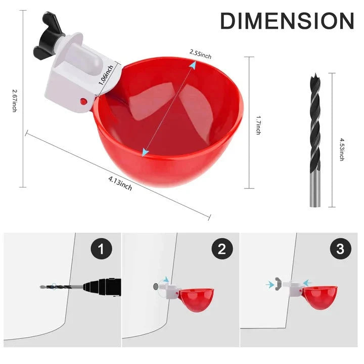 Poultry Waterer Set Gravity-Fed Leak-Proof 10-Pack