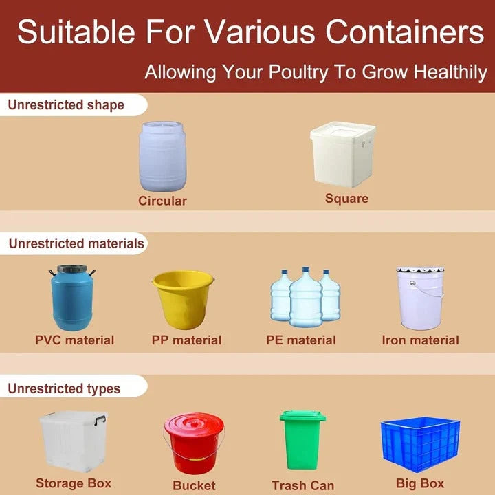 Poultry Waterer Set Gravity-Fed Leak-Proof 10-Pack