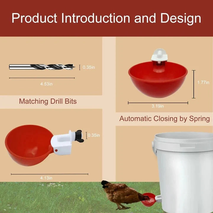 Poultry Waterer Set Gravity-Fed Leak-Proof 10-Pack