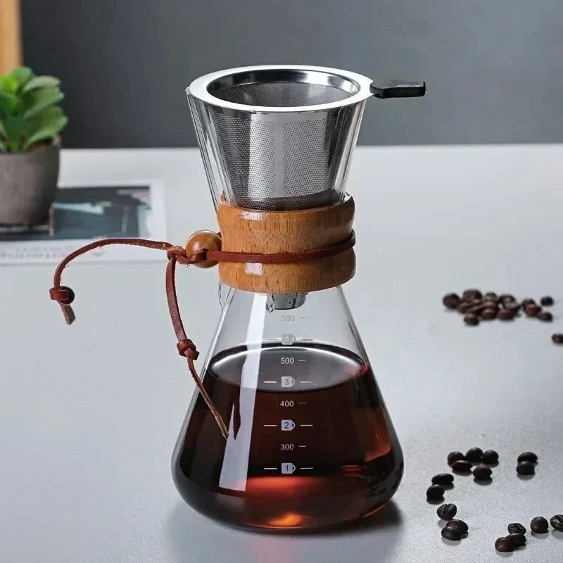 Pour-Over Coffee Set Borosilicate Glass Precision Pour Spout