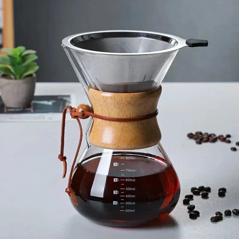 Pour-Over Coffee Set Borosilicate Glass Precision Pour Spout