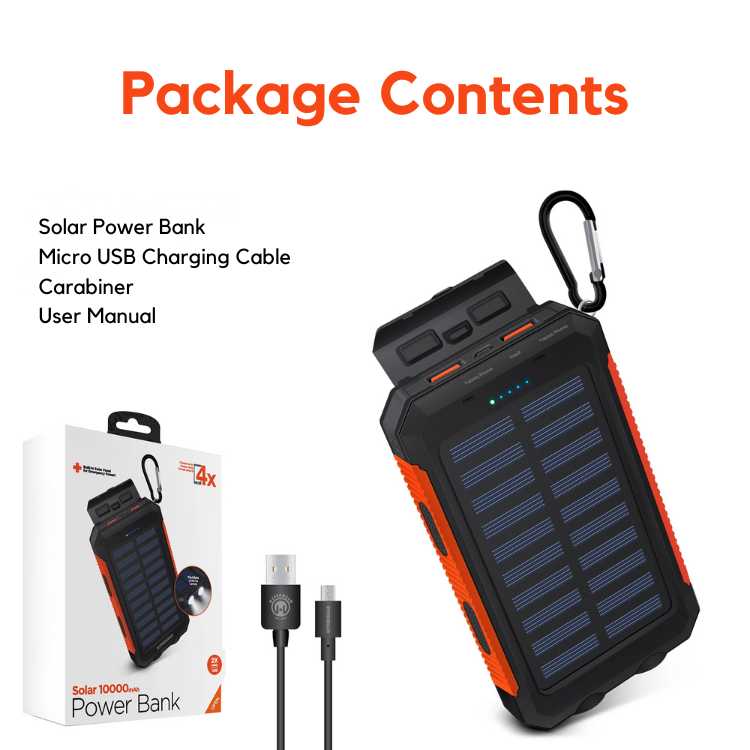 Power Bank 10,000mAh Solar Charging Waterproof