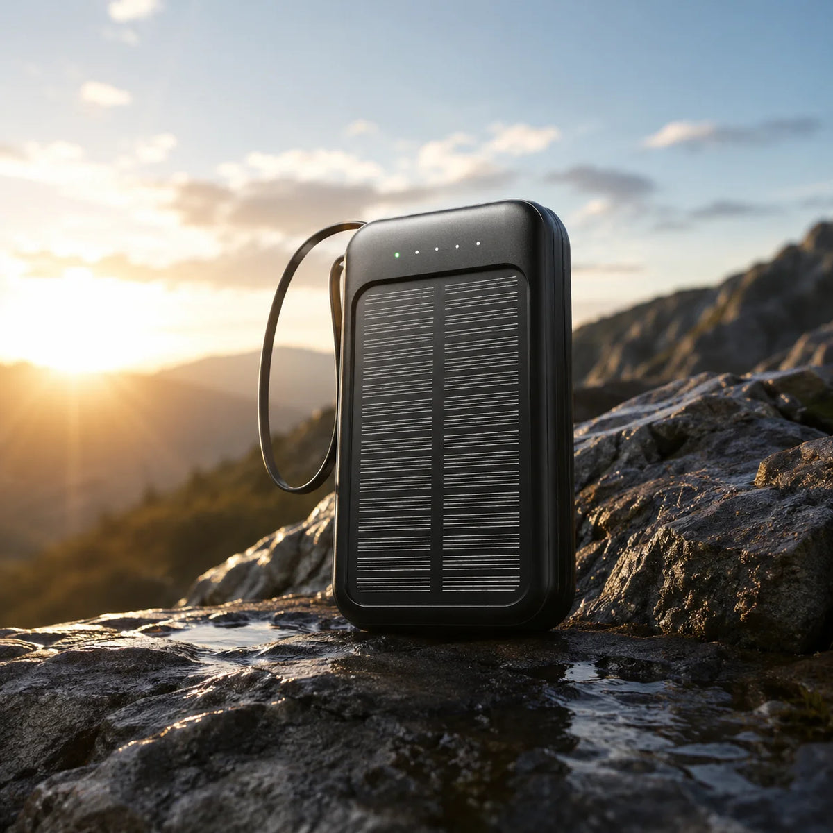 Power Bank 20,000mAh Solar Built-In Cables