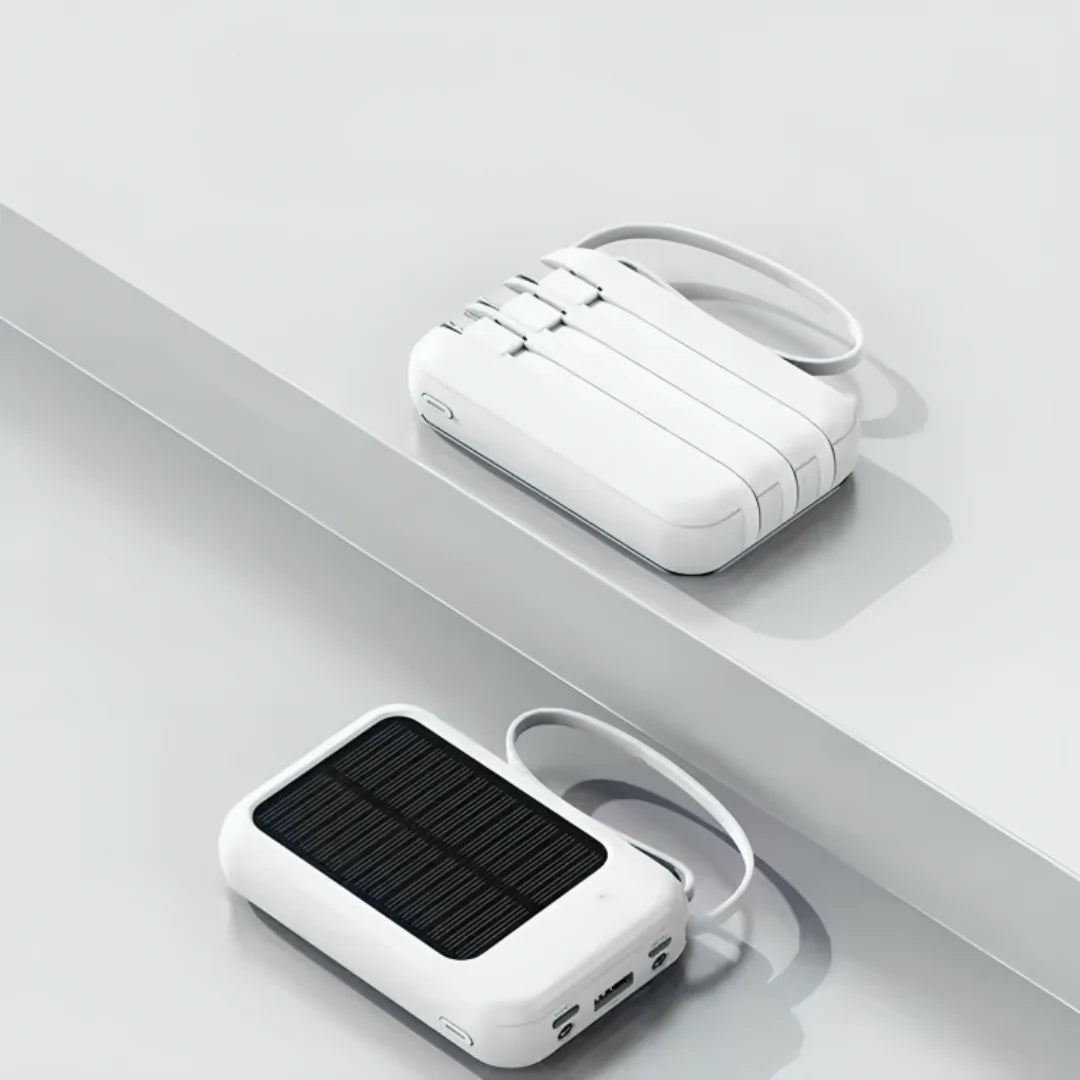Power Bank 20,000mAh Solar Built-In Cables