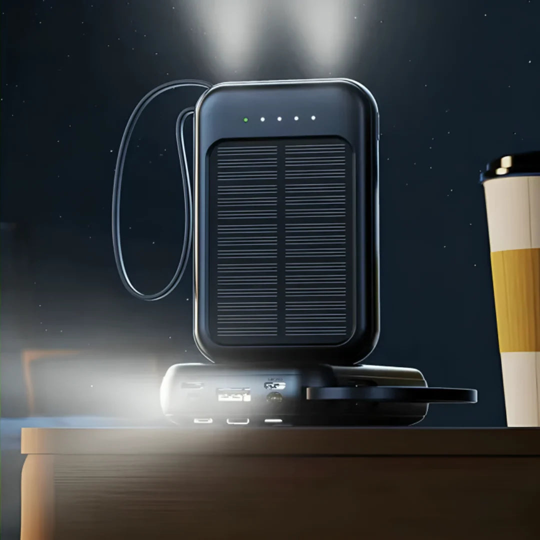 Power Bank 20,000mAh Solar Built-In Cables