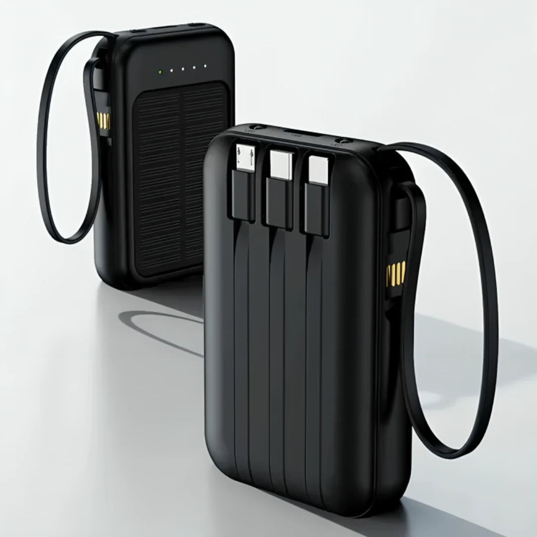 Power Bank 20,000mAh Solar Built-In Cables