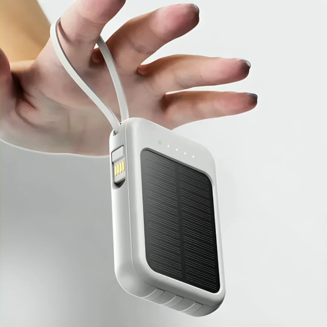 Power Bank 20,000mAh Solar Built-In Cables