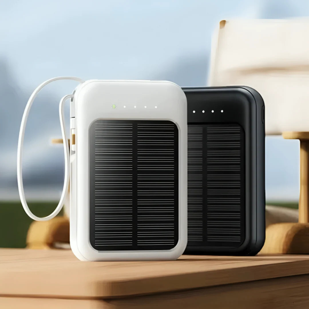 Power Bank 20,000mAh Solar Built-In Cables