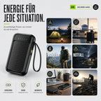 Power Bank 20,000mAh Solar Built-In Cables