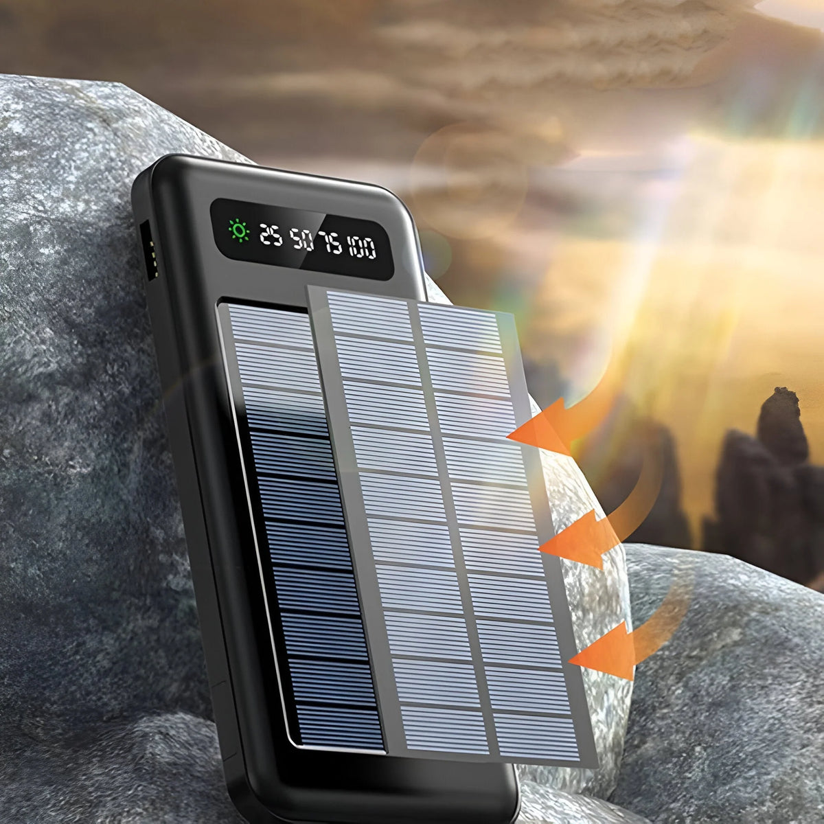 Power Bank 20,000mAh Solar & Fast USB Charging LED Display