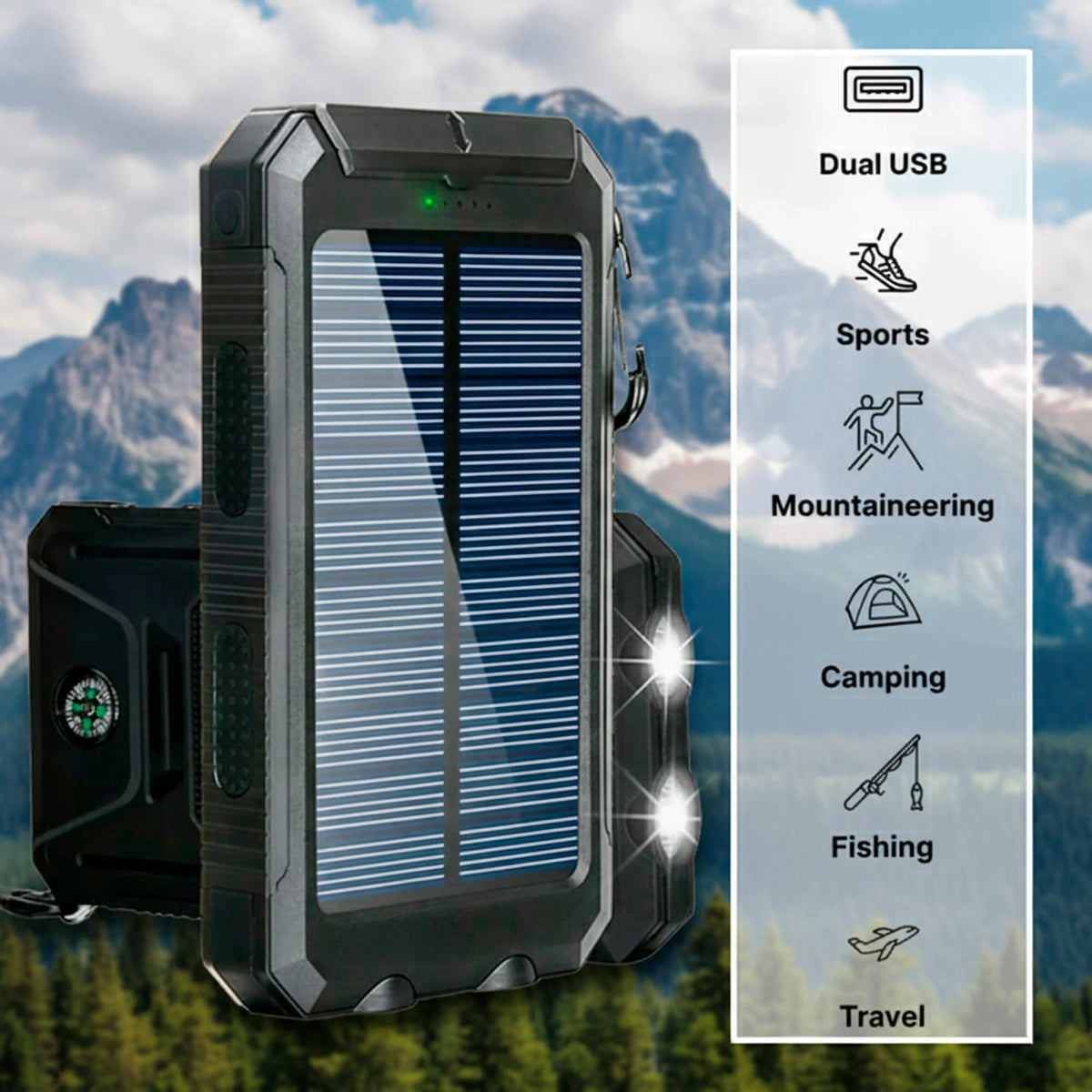 Power Bank 500000mAh Solar Dual USB