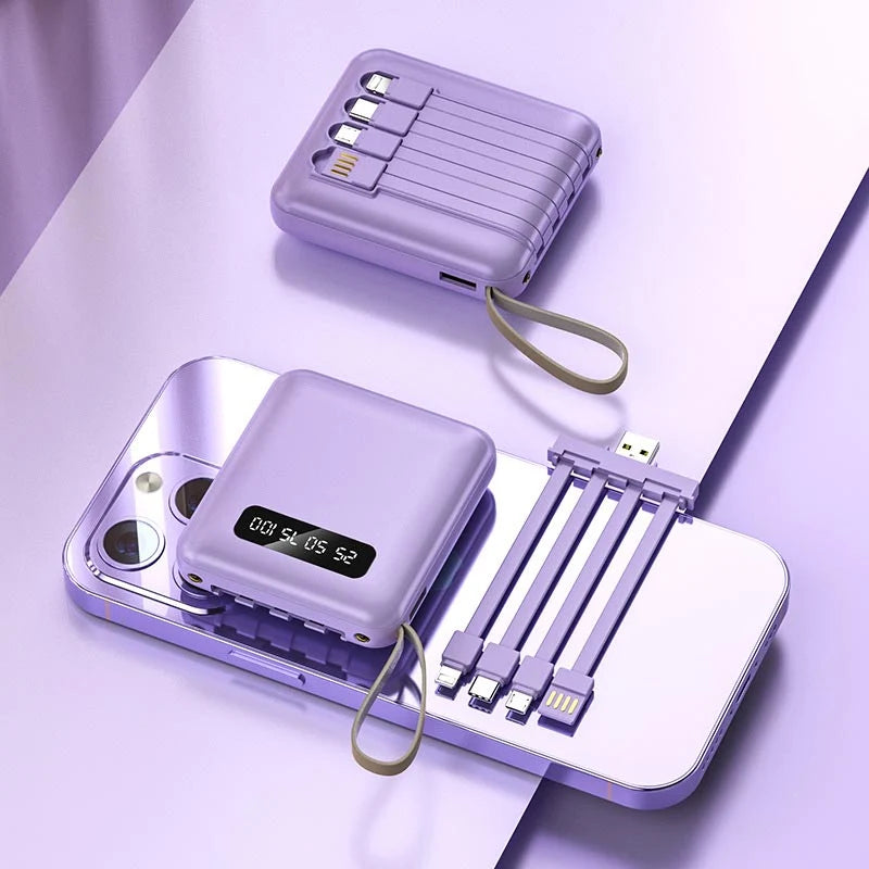Power Bank Built-In Cables & Digital Display