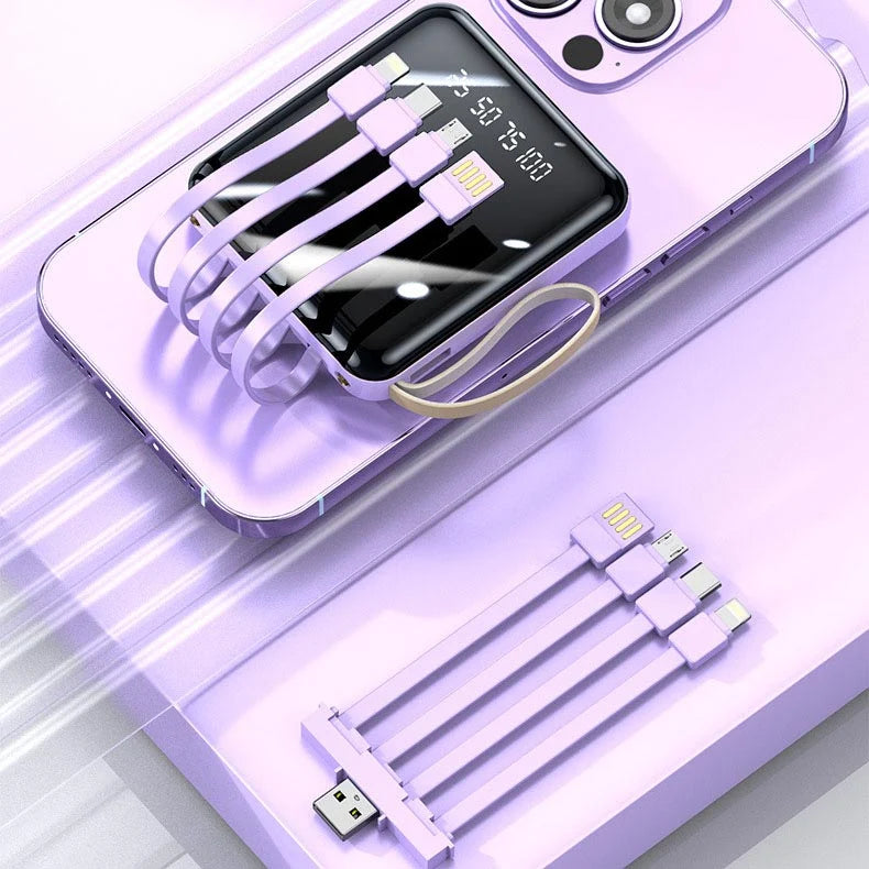 Power Bank Built-In Cables & Digital Display