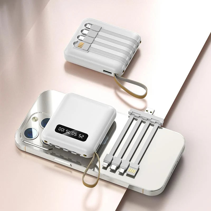 Power Bank Built-In Cables & Digital Display
