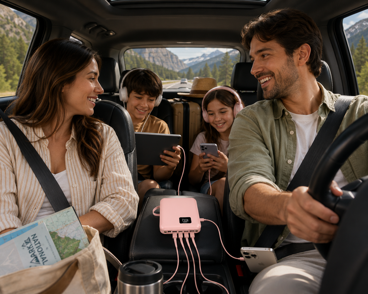 Power Bank Built In Cables Intelligent LCD High Capacity