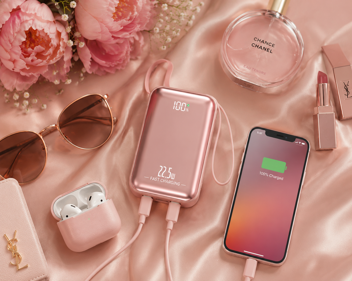 Power Bank Fast Charging Built-In Cables