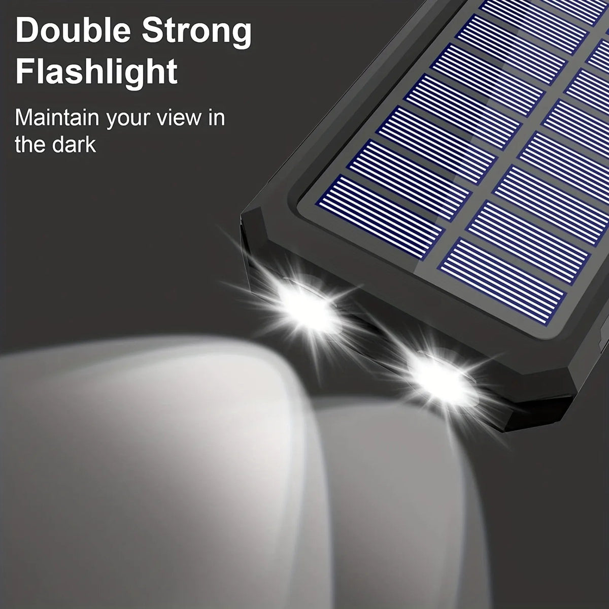 Power Bank & Flashlight Solar & USB Rechargeable 20000mAh