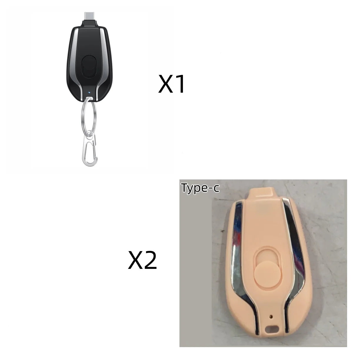 Power Bank Keychain Retractable Cable 1500 mAh