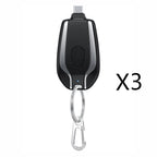 Power Bank Keychain Retractable Cable 1500 mAh