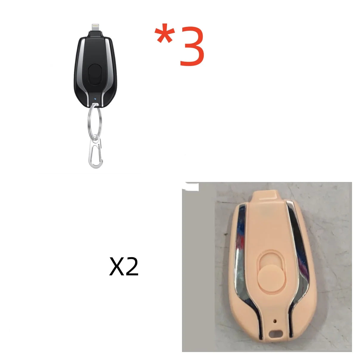 Power Bank Keychain Retractable Cable 1500 mAh