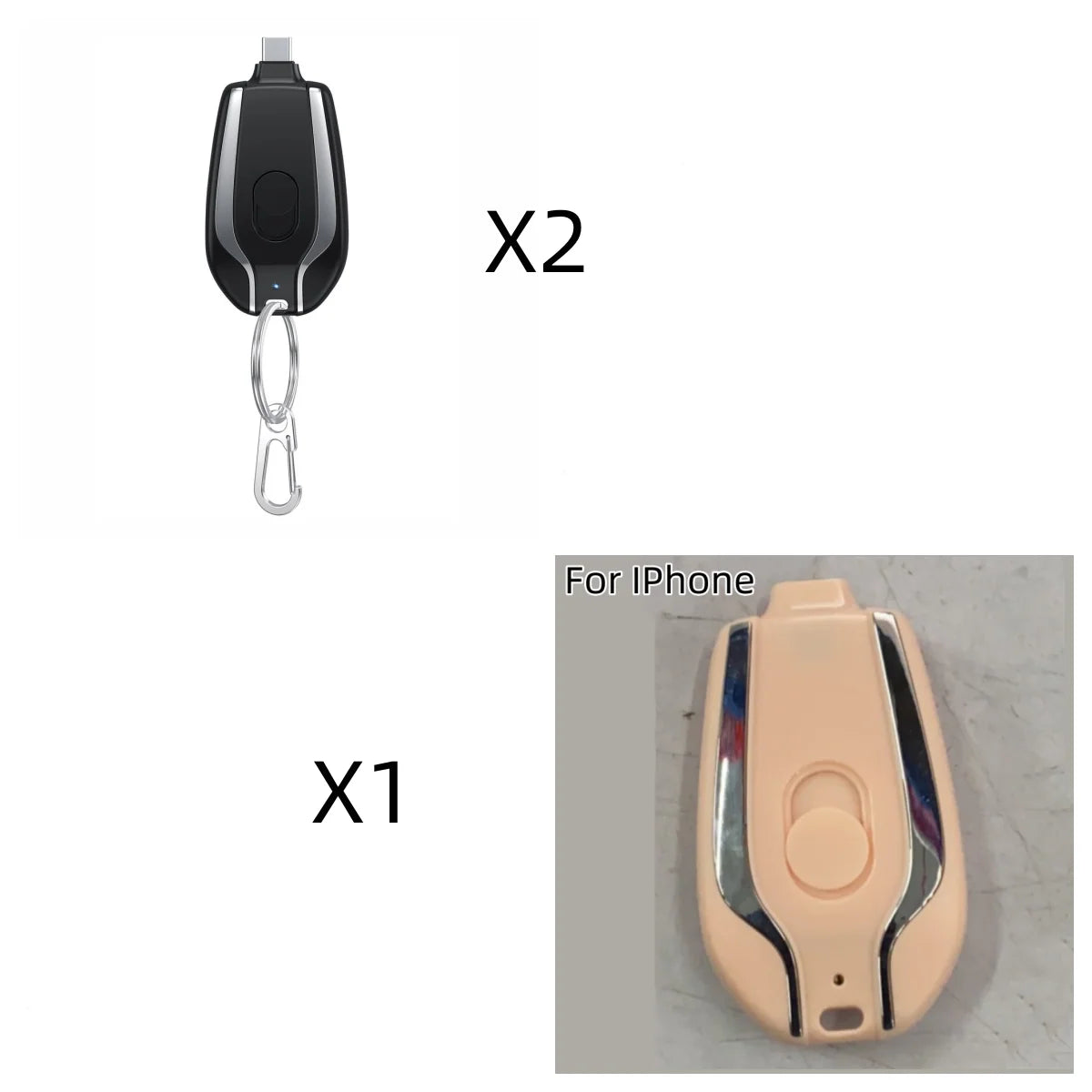 Power Bank Keychain Retractable Cable 1500 mAh