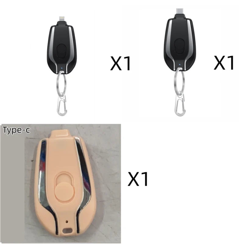 Power Bank Keychain Retractable Cable 1500 mAh