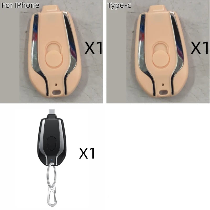 Power Bank Keychain Retractable Cable 1500 mAh