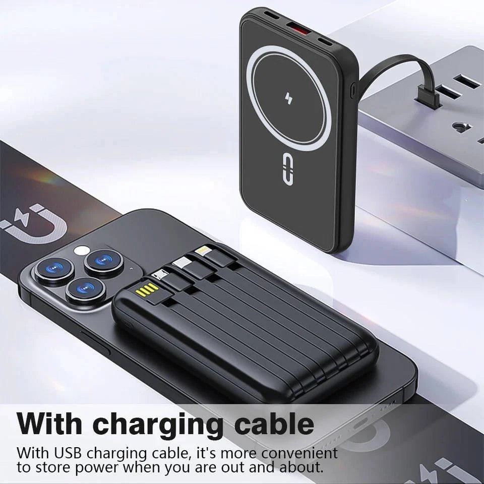 Power Bank Magnetic Wireless Built-In Cables 10000mAh