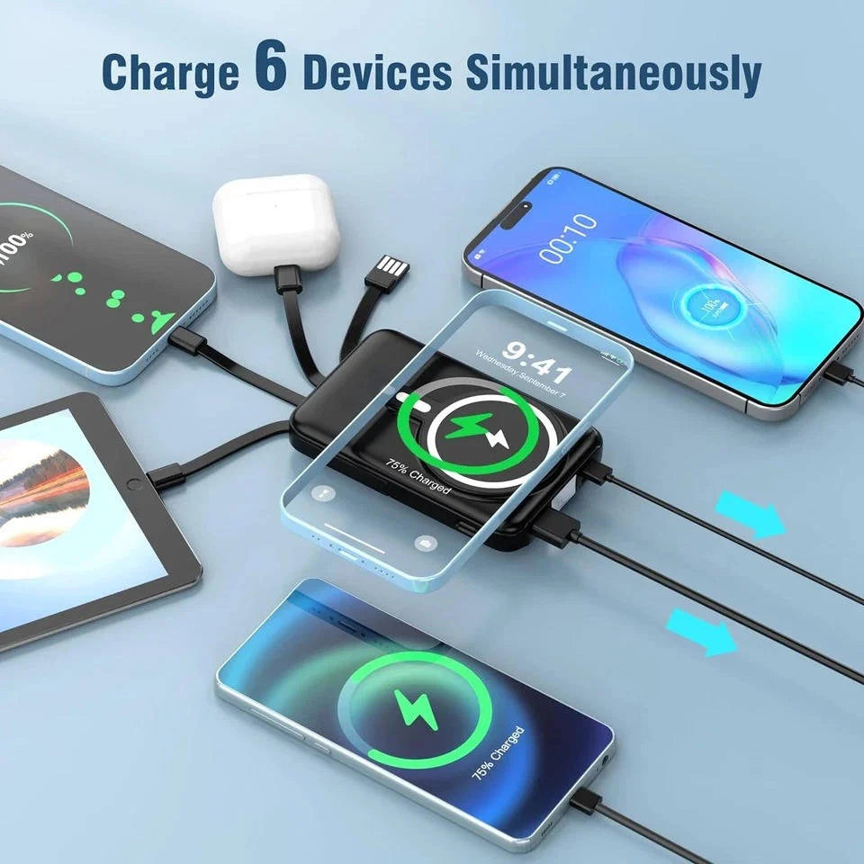 Power Bank Magnetic Wireless Built-In Cables 10000mAh