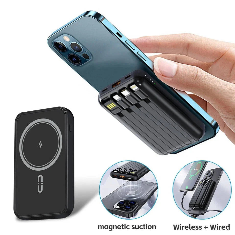 Power Bank Magnetic Wireless Built-In Cables 10000mAh
