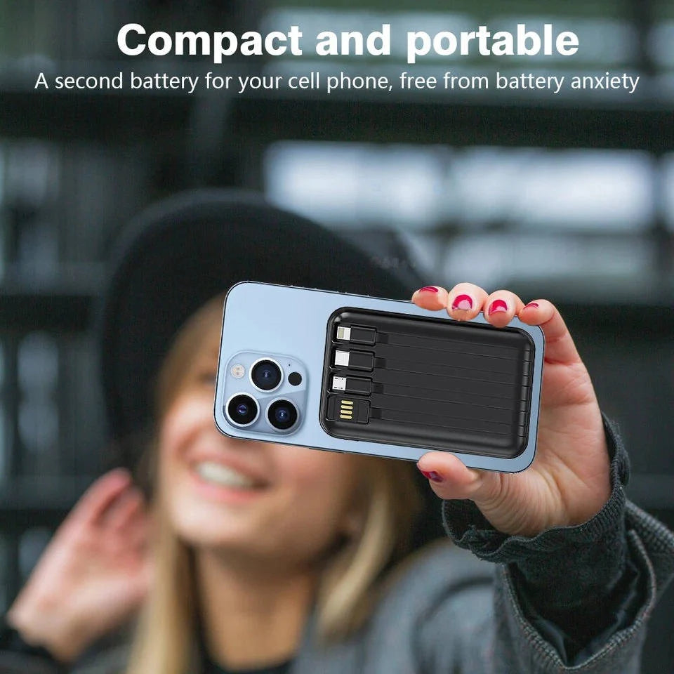 Power Bank Magnetic Wireless Built-In Cables 10000mAh
