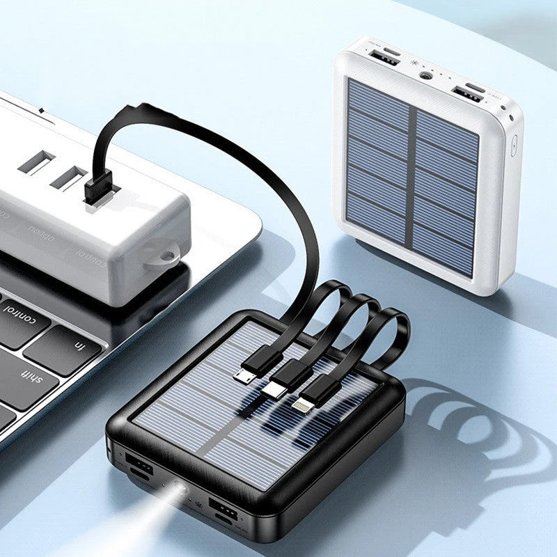 Power Bank Solar Charging LED Flashlight Dual USB