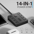 Power Strip 8 AC Outlets 4 USB Surge Protection