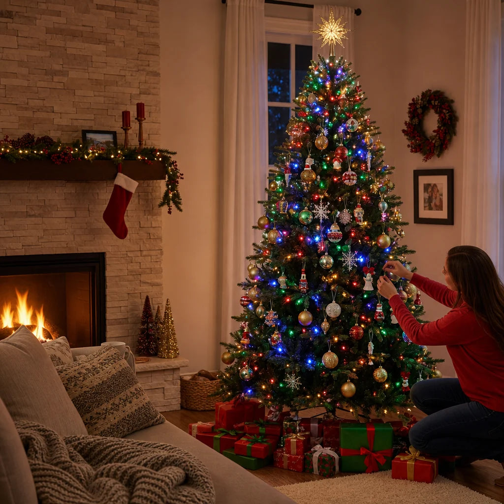 Pre-Decorated Christmas Tree Pre-Lit & Foldable