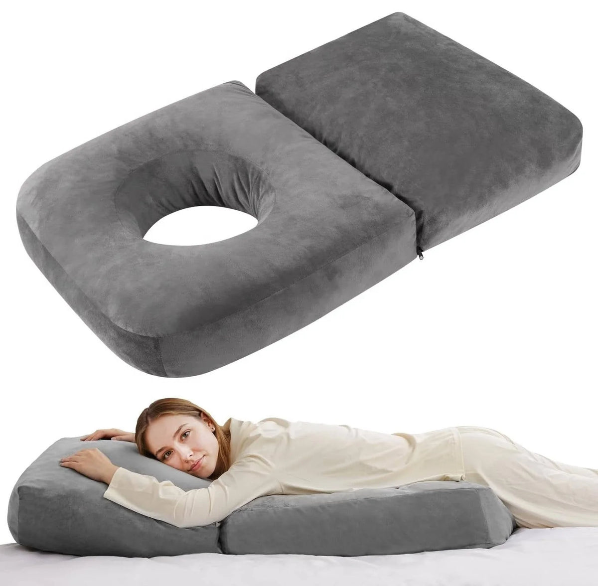 Pregnancy Pillow Circular Cutout Adjustable Filling & Plush Cover