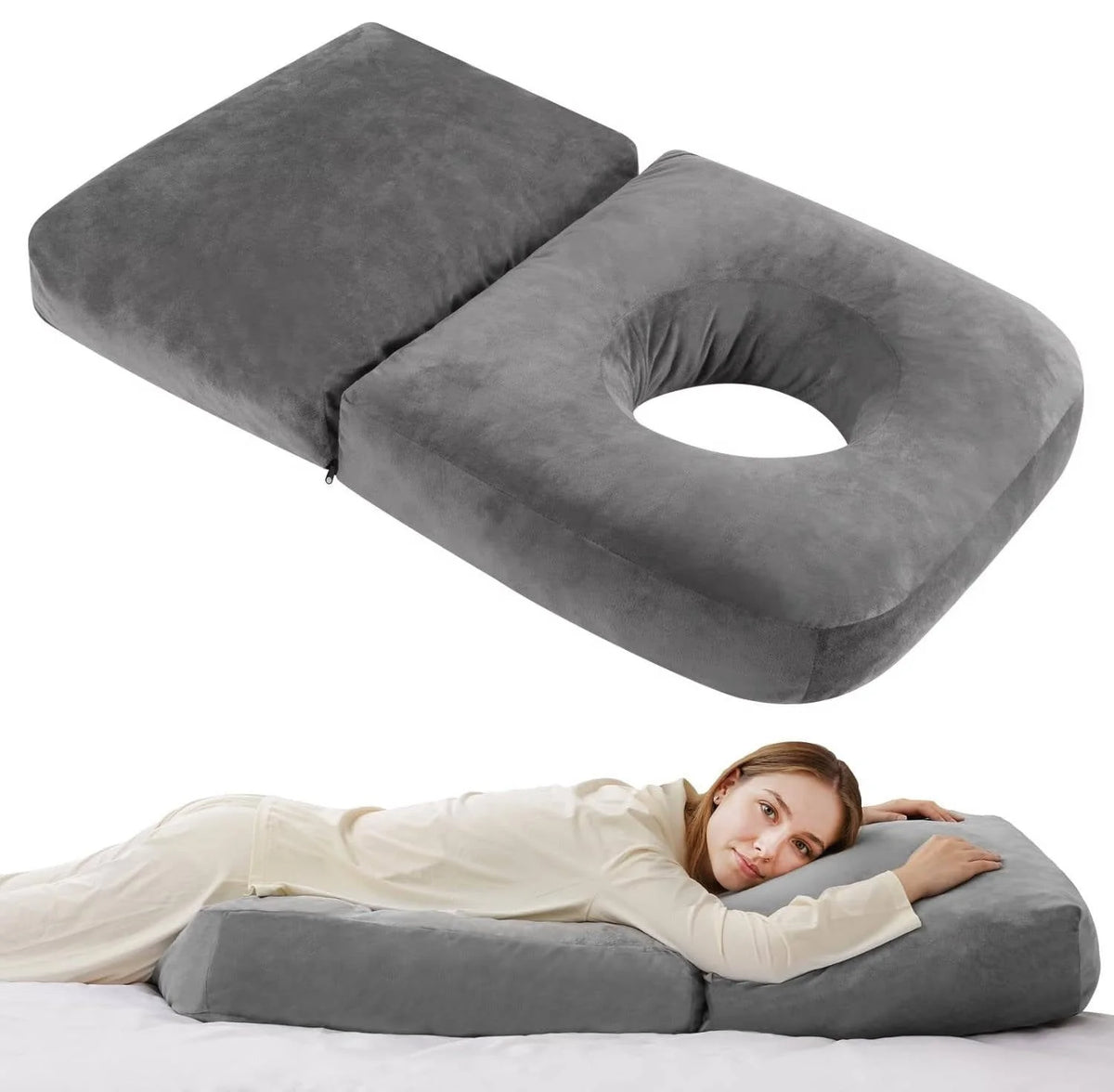 Pregnancy Pillow Circular Cutout Adjustable Filling & Plush Cover