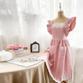 Premium Cotton Cross-Back Apron With Ruffle & Pockets