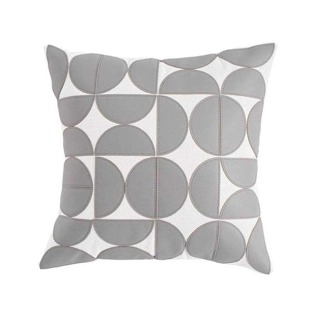 Premium Embroidered Faux Leather Sofa Cushion Cover (18 x 18 in)